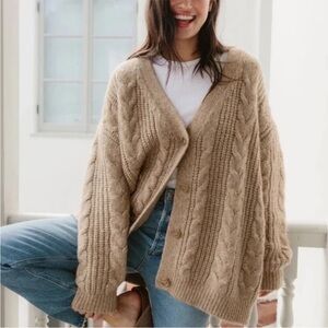 Jenni Kayne Cable Cocoon Cardigan in Sand, size XS